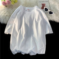 Men's Summer  New Fashion Solid Loose O-Neck T-Shirts White