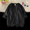 Men's Summer  New Fashion Solid Loose O-Neck T-Shirts Black